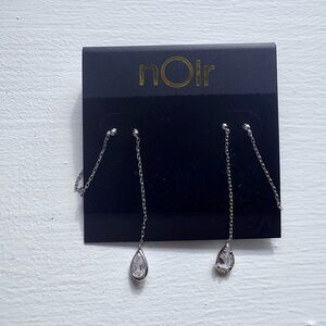 nOir Jewelry Teardrop Dangle Chain Silver Earrings